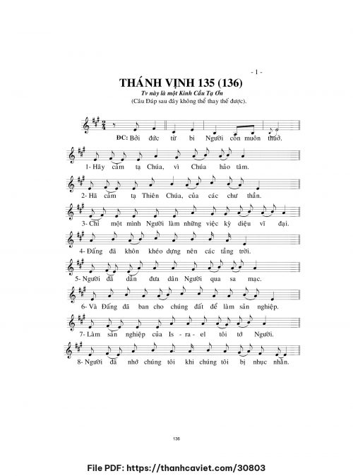 Thánh vịnh 135 - Lm. Minh Hân - trang 1