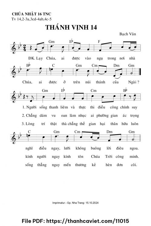 Thánh vịnh 14 - Lm. Bạch Vân - trang 1