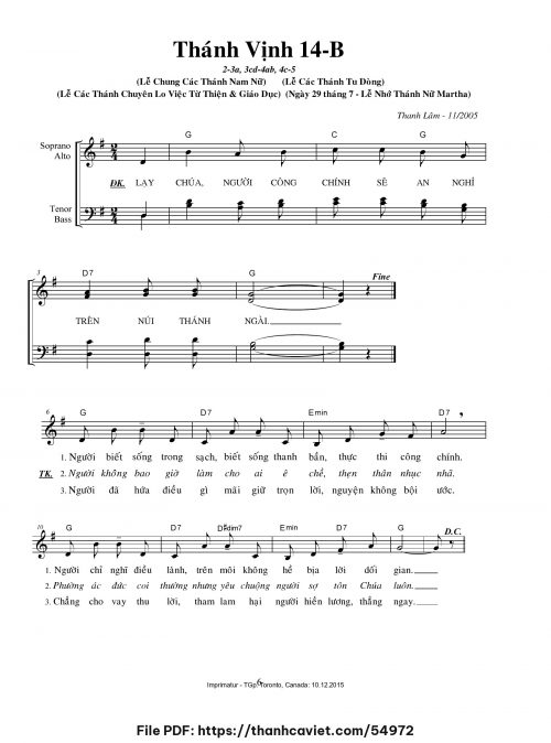 Thánh vịnh 14-B [Lễ các Thánh Tu Dòng] - Thanh Lâm (Giuse) - trang 1