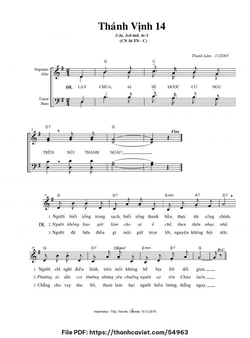 Thánh vịnh 14 [CN16 TNC] - Thanh Lâm (Giuse) - trang 1