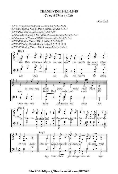 Thánh vịnh 144 – Ca ngợi Chúa uy linh - Tiến Linh - trang 1