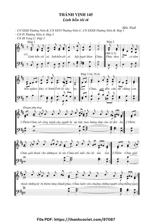 Thánh vịnh 145 – Linh hồn tôi ơi - Tiến Linh - trang 1