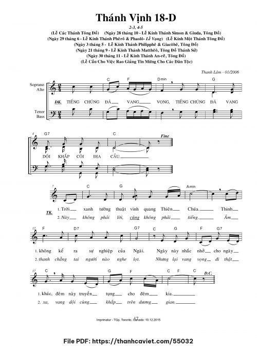 Thánh vịnh 18-D [Lễ cầu cho Việc Rao giảng Tin Mừng] - Thanh Lâm (Giuse) - trang 1