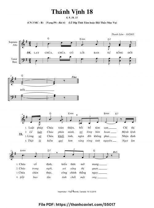 Thánh vịnh 18 [Vọng Phục Sinh – Bài 6] - Thanh Lâm (Giuse) - trang 1