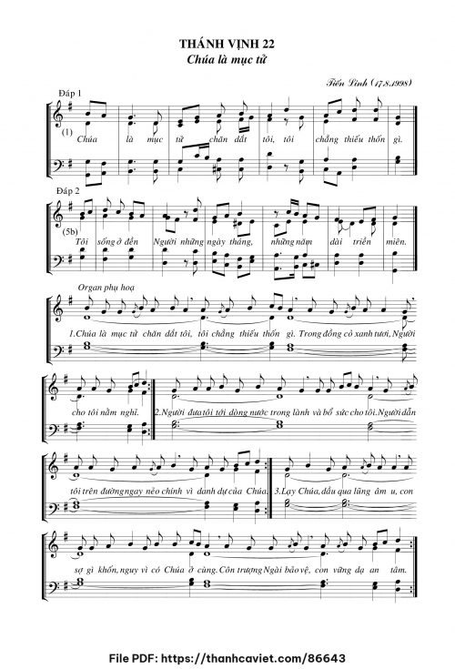 Thánh vịnh 22 – Chúa là mục tử - Tiến Linh - trang 1