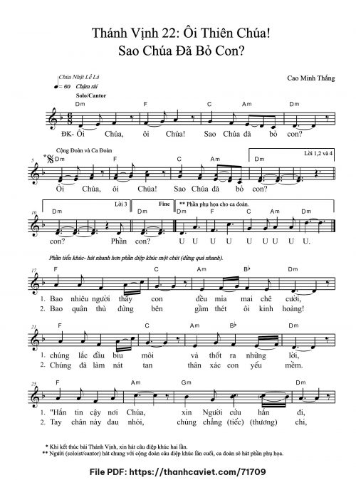 Thánh vịnh 22: Ôi Thiên Chúa! Sao Chúa đã bỏ con - Cao Minh Thắng - trang 1