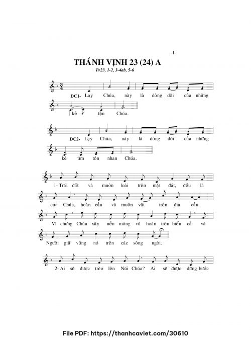 Thánh vịnh 23 (24) A - Lm. Minh Hân - trang 1