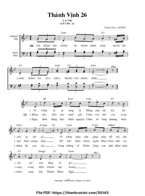Thánh vịnh 26 [Chúa Nhật 7 Phục Sinh A] - Thanh Lâm (Giuse) - trang 1