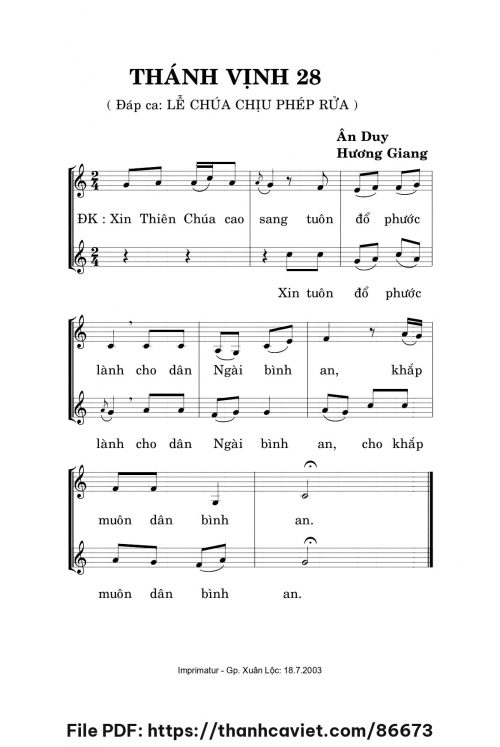 Thánh Vịnh 28 - Ân Duy - Hương Giang - trang 1