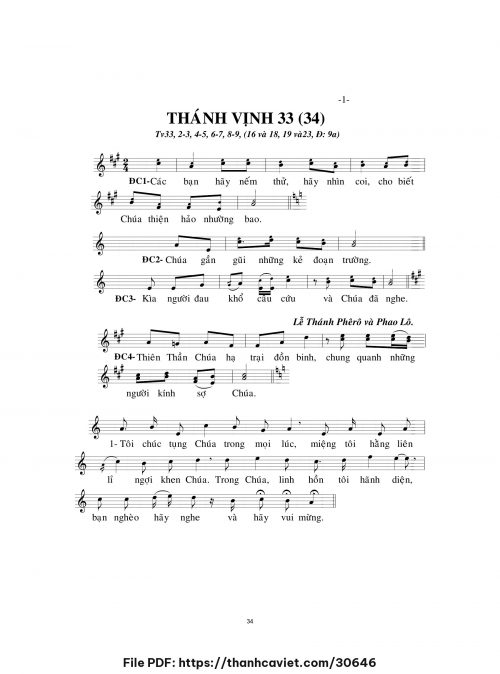 Thánh vịnh 33 - Lm. Minh Hân - trang 1