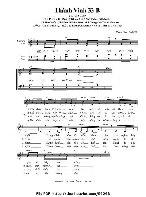 Thánh vịnh 33-B [Lễ chung các Thánh Nam Nữ] - Thanh Lâm (Giuse) - trang 1