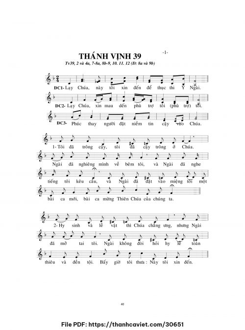 Thánh vịnh 39 - Lm. Minh Hân - trang 1
