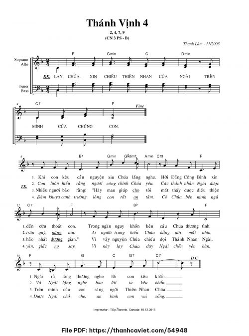 Thánh vịnh 4 [Chúa Nhật 3 Phục Sinh B] - Thanh Lâm (Giuse) - trang 1