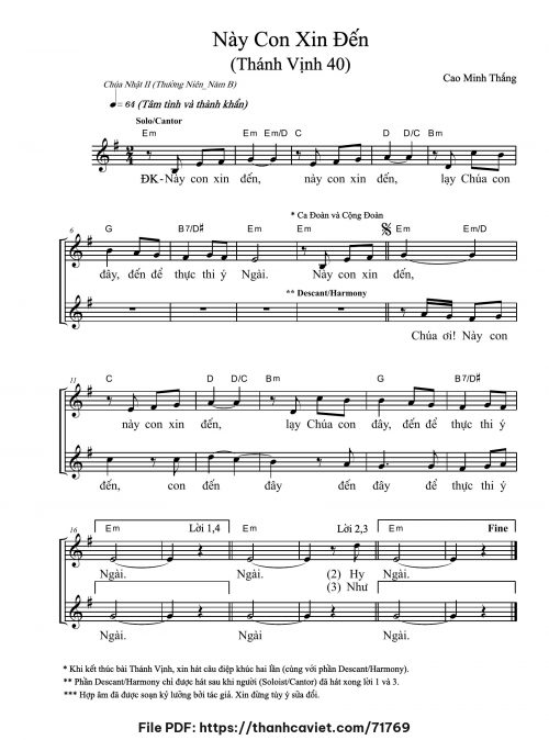 Thánh vịnh 40: Này con xin đến - Cao Minh Thắng - trang 1
