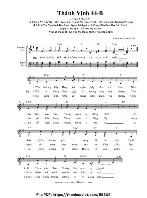 Thánh vịnh 44-B [Lễ chung các Thánh Nữ Đồng Trinh] - Thanh Lâm (Giuse) - trang 1