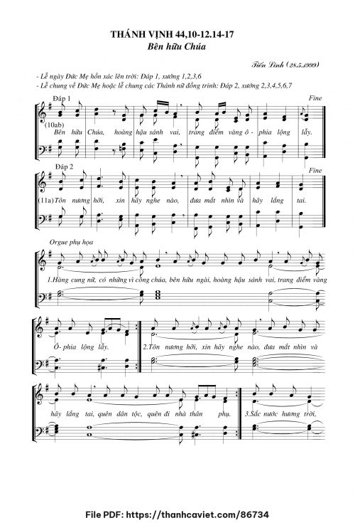 Thánh vịnh 44 – Bên hữu Chúa - Tiến Linh - trang 1
