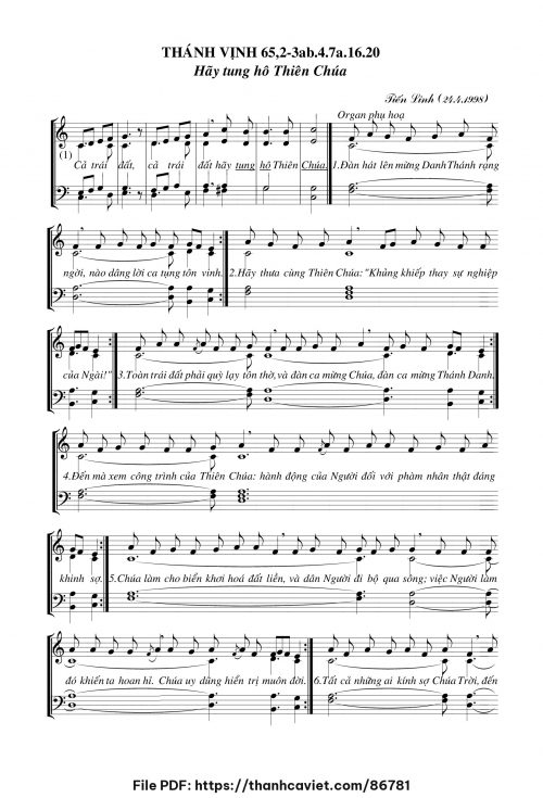 Thánh vịnh 65 – Hãy tung hô Thiên Chúa - Tiến Linh - trang 1