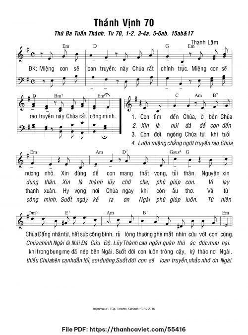 Thánh vịnh 70 [Thứ 3 Tuần Thánh] - Thanh Lâm (Giuse) - trang 1