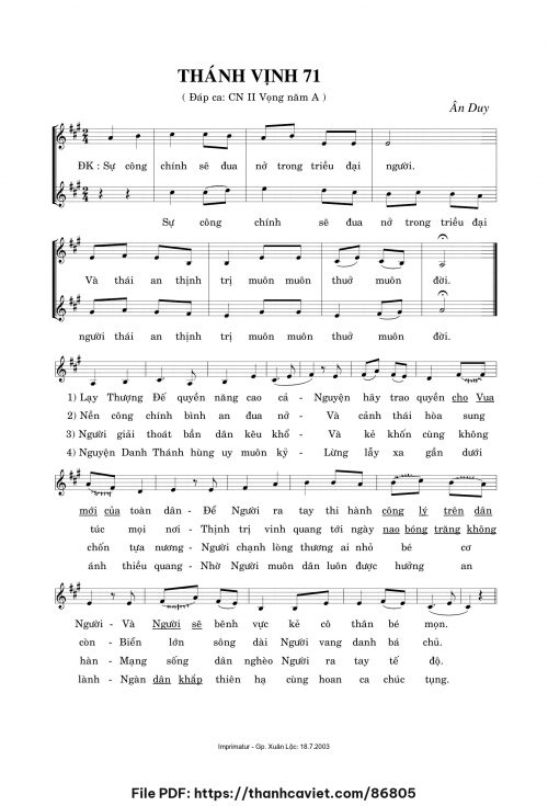 Thánh Vịnh 71 - Ân Duy - trang 1