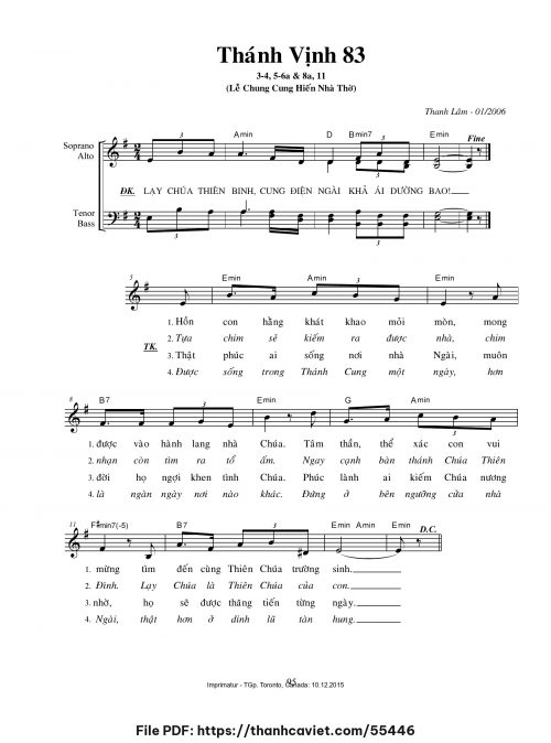 Thánh vịnh 83 [Lễ chung Cung hiến Nhà Thờ] - Thanh Lâm (Giuse) - trang 1