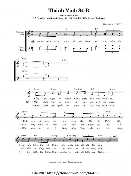 Thánh vịnh 84-B [Lễ cầu cho Công lý và Hòa bình] - Thanh Lâm (Giuse) - trang 1
