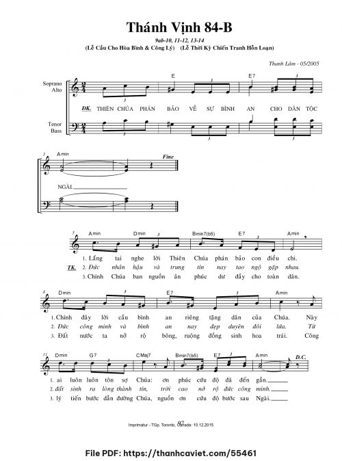 Thánh vịnh 84-B [Lễ thời kỳ chiến tranh hỗn loạn] - Thanh Lâm (Giuse) - trang 1