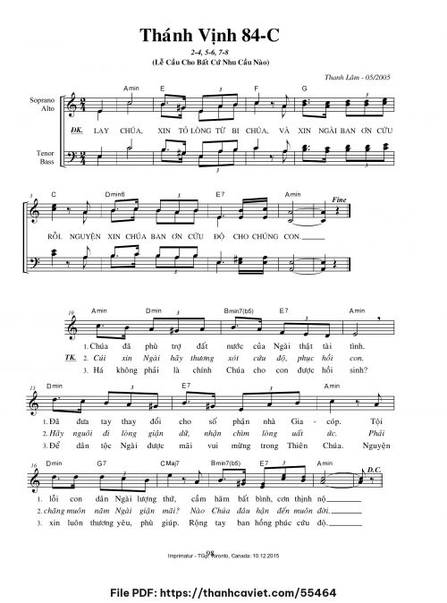 Thánh vịnh 84-C [Lễ cầu cho bất cứ nhu cầu nào] - Thanh Lâm (Giuse) - trang 1