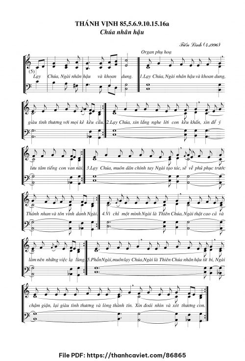 Thánh vịnh 85 – Chúa nhân hậu - Tiến Linh - trang 1