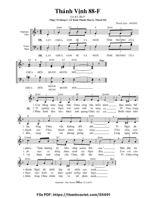 Thánh vịnh 88-F [Lễ Thánh Marcô, Thánh Sử – 25/4] - Thanh Lâm (Giuse) - trang 1