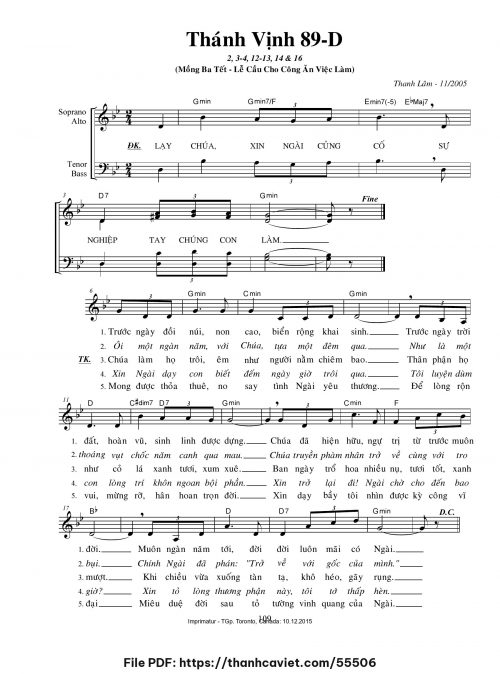 Thánh vịnh 89-D [Lễ Mồng 3 Tết Nguyên Đán] - Thanh Lâm (Giuse) - trang 1