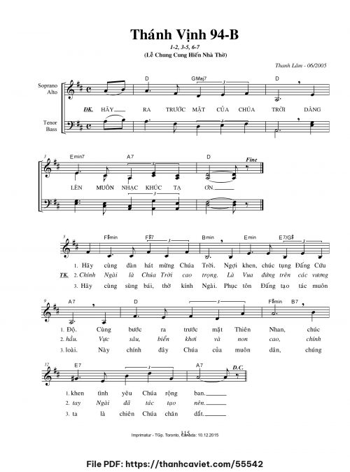 Thánh vịnh 94-B [Lễ chung Cung hiến Nhà Thờ] - Thanh Lâm (Giuse) - trang 1