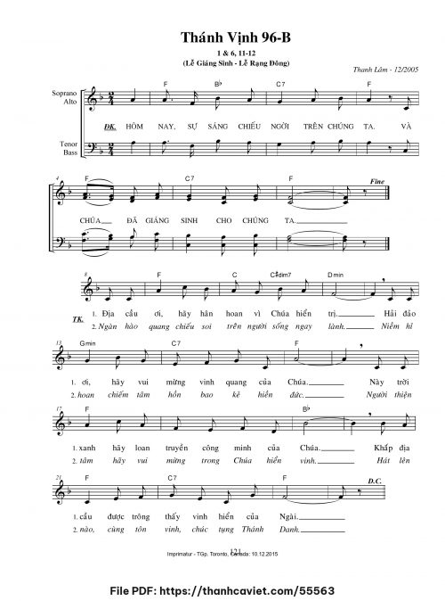 Thánh vịnh 96-B [Lễ Giáng Sinh – Lễ Rạng Đông] - Thanh Lâm (Giuse) - trang 1