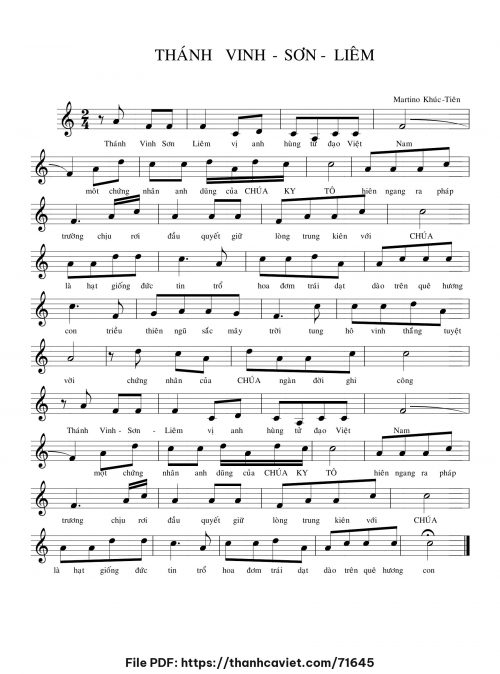 Thánh Vinh sơn Liêm - Martino Khúc Tiên - trang 1