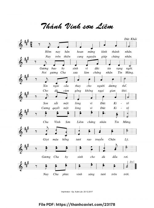 Thánh Vinh Sơn Liêm - Đức Khải - trang 1