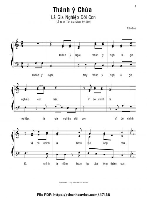 Thánh ý Chúa là gia nghiệp đời con - Sr. Têrêsa - trang 1