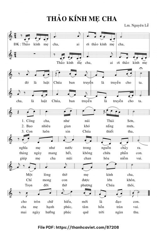 Thảo kính mẹ cha - Lm. Nguyên Lễ - trang 1