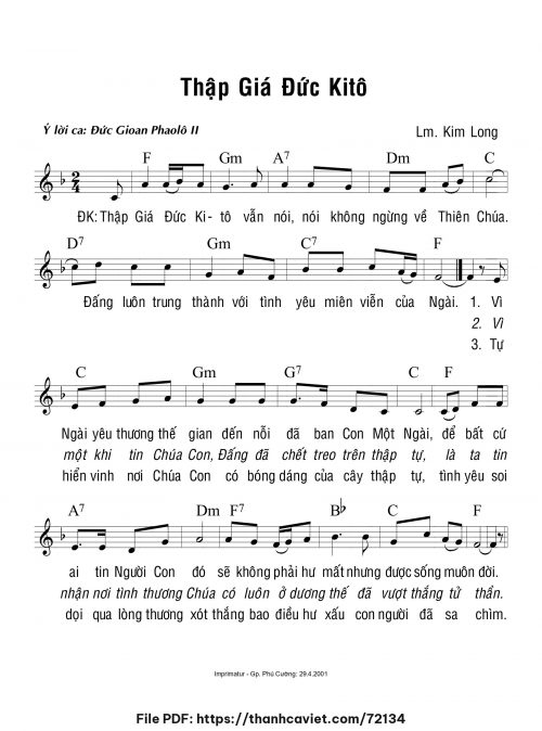 Thập Giá Đức Kitô - Lm. Kim Long - trang 1