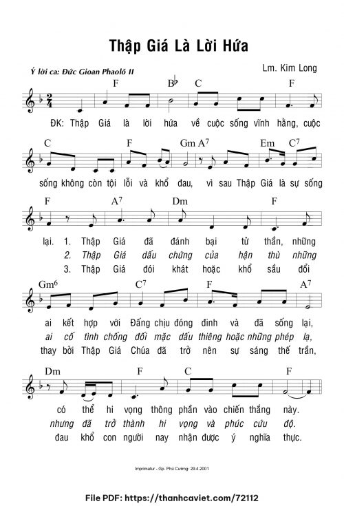 Thập Giá là lời hứa - Lm. Kim Long - trang 1