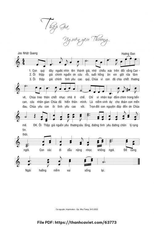 Thập giá nguồn yêu thương - Sr. Hương Đan - Thơ: Jos Nhật Quang - trang 1