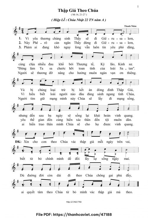 Thập giá theo Chúa - Thanh Nhàn - trang 1