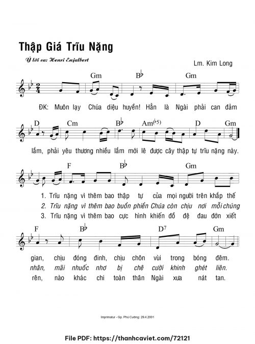 Thập Giá trĩu nặng - Lm. Kim Long - trang 1