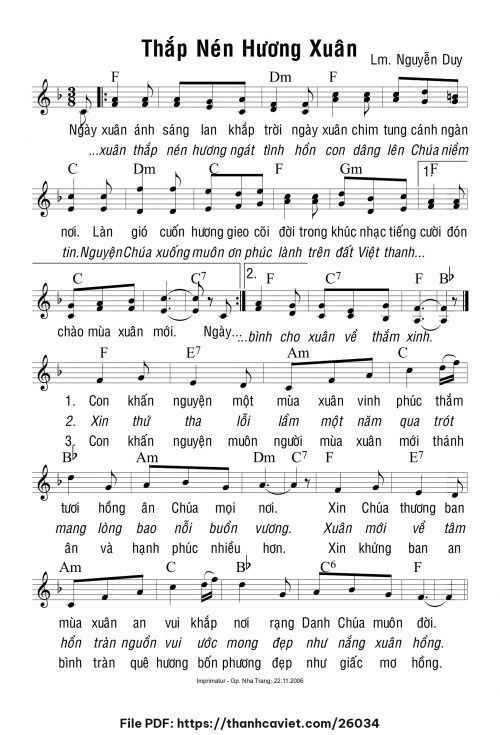 Thắp nén hương xuân - Lm. Nguyễn Duy - trang 1