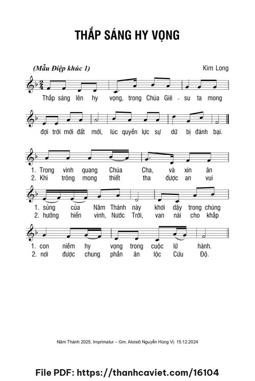 Thắp sáng hy vọng - Lm. Kim Long - trang 1