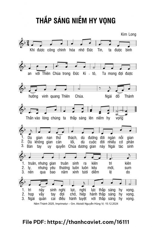 Thắp sáng niềm hy vọng - Lm. Kim Long - trang 1