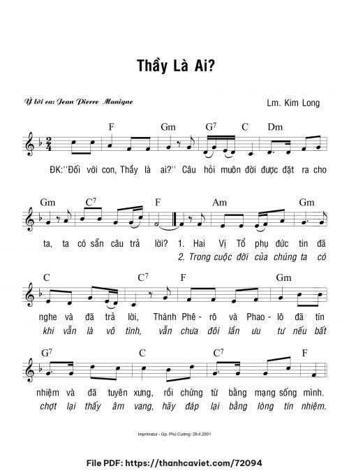 Thầy là ai - Lm. Kim Long - trang 1