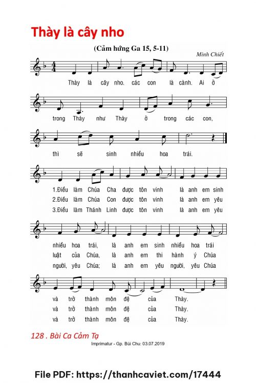 Thày là cây nho - Lm. Minh Chiết - trang 1