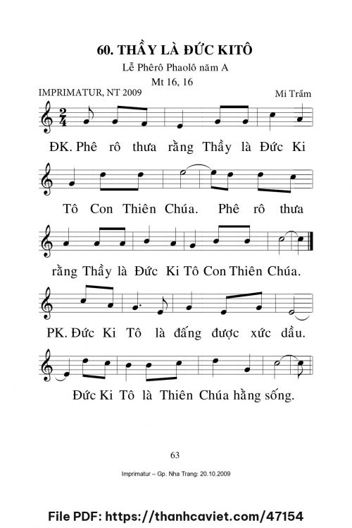 Thầy là Đức Kitô [Lễ Phêrô Phaolô năm A] – - Lm. Mi Trầm - trang 1