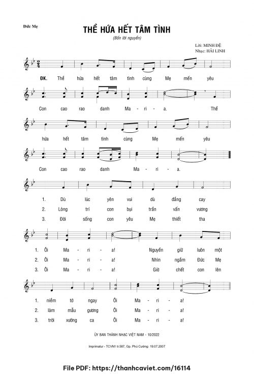 Thề hứa hết tâm tình - Hải Linh - Minh Đệ - trang 1