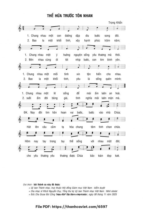 Thề hứa trước Tôn Nhan - Lm. Trọng Khẩn - trang 1
