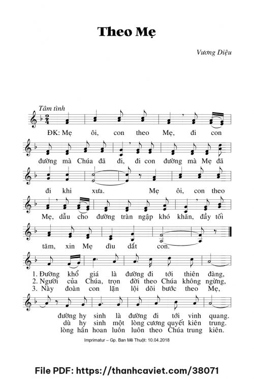Theo Mẹ - Lm. Vương Diệu - trang 1